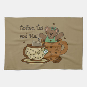 Kute koffie en Teddy Bear Kitchen Towel Theedoek