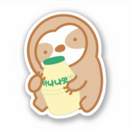 Kute Korean Banana Flavored Milk Sloth Sticker
