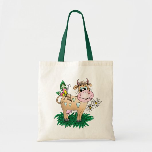 Kute kow en vlinder tote bag (Voorkant)