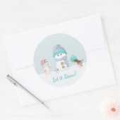 Kute Laat het sneeuwen Ronde Sticker (Envelop)