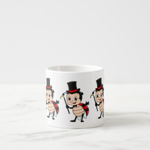 Kute ladybug met bovenste hoed en stropdas cartoon espresso kop
