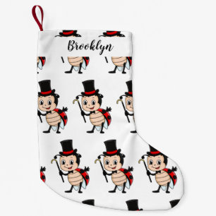 Kute ladybug met bovenste hoed en stropdas cartoon kleine kerstsok