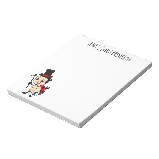 Kute ladybug met bovenste hoed en stropdas cartoon notitieblok (Gedraaid)