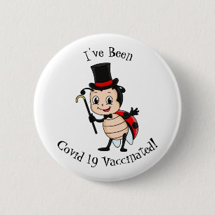 Kute ladybug met bovenste hoed en stropdas cartoon ronde button 5,7 cm