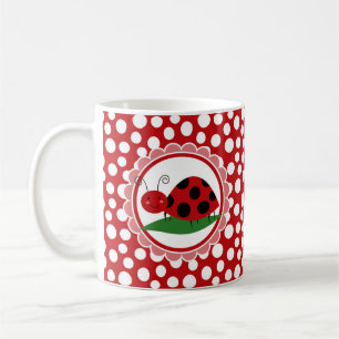 Kute Ladybug op een leder - meisjes rood zwart Koffiemok