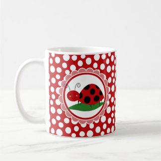 Kute Ladybug op een leder - meisjes rood zwart Koffiemok