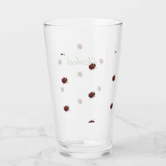 Kute Ladybug patroon met naam Glas (Achterkant)