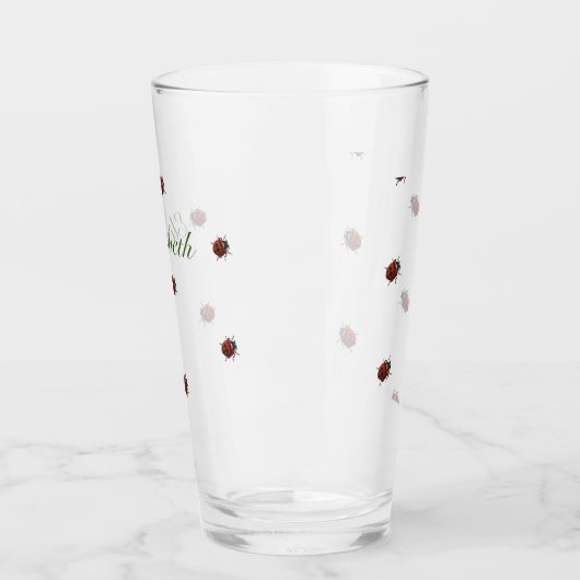 Kute Ladybug patroon met naam Glas (Links)