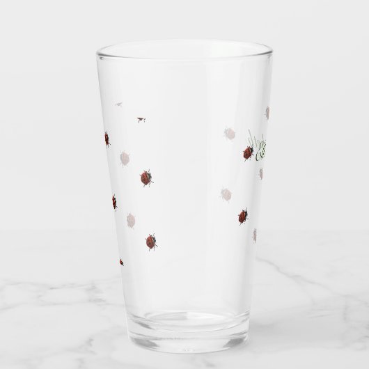 Kute Ladybug patroon met naam Glas (Rechts)