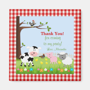 Kute landbouwhuisdieren Birthday Party Magnet Magneet