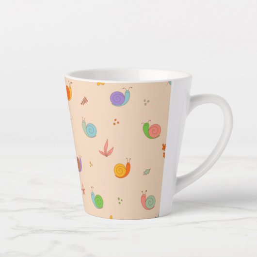 Kute latte Mok met slakken en bloemen (Rechts)