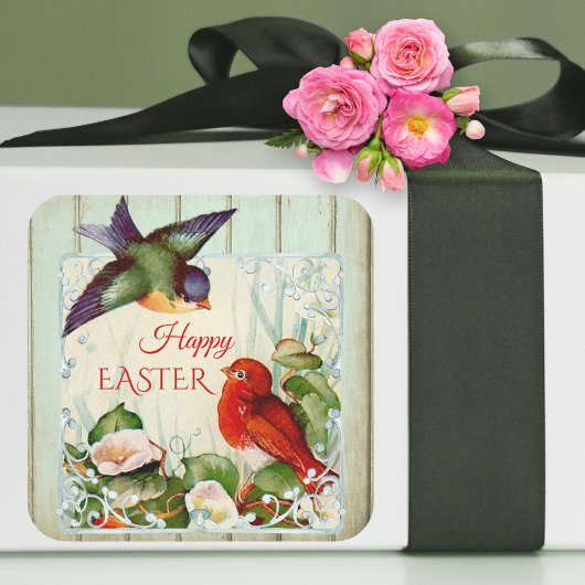 Kute  lentemvogels, Floral-paasticker Vierkante Sticker