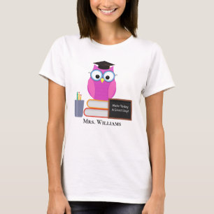 Kute leraar roze boomkor terug naar schoolmonogram t-shirt
