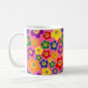Kute LGBT Rainbow Flower Pattern-Roze Koffiemok