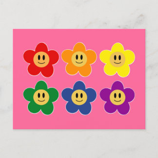Kute LGBT Rainbow Flower - Roze achtergrond Briefkaart