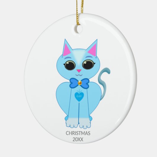 Kute lichtblauwe katten en tekst keramisch ornament (Links)