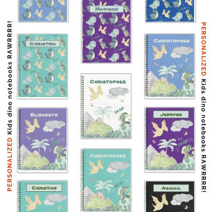 Kute Light Blauwgroen Waterverf Dinosaur Notitieboek