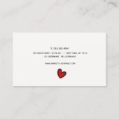 Kute Light Grey Retro Heart Visitekaartje (Achterkant)