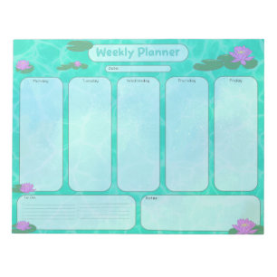 Kute Lily Pad Weekly Planner maandag t/m vrijdag Notitieblok