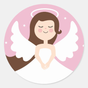 Kute Little Angel op roze achtergrond Ronde Sticker
