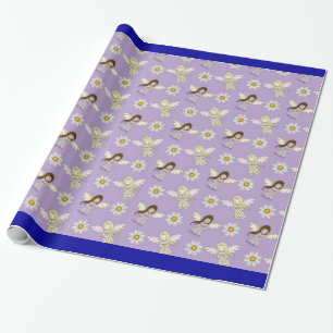 Kute Little Angels op Paars Cadeaupapier