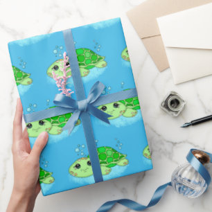 Kute Little Baby Turtles Birthday of Baby shower Cadeaupapier