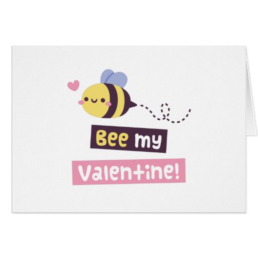 Kute Little Bee, Bee Mijn Valentijn Pun Greeting (Voorkant Horizontaal)