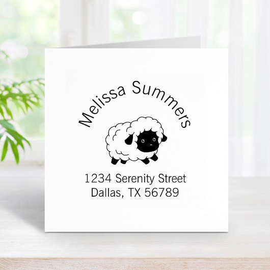 Kute Little Black Nosed Sheep Arch Address Rubberstempel