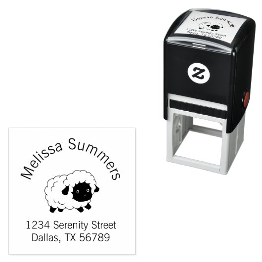 Kute Little Black Nosed Sheep Arch Address Zelfinktende Stempel (In situ)