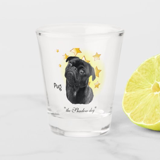 Kute Little Black Pug is een ster Shot Glas (Voorkant)