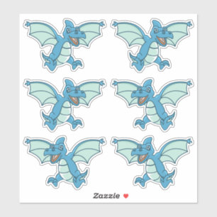 Kute Little Blue en Green Dinosaur Dragons Sticker