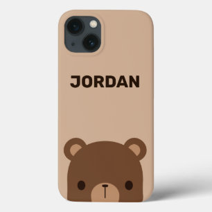 Kute Little Brown Beer met persoonlijke naam iPhone 13 Hoesje