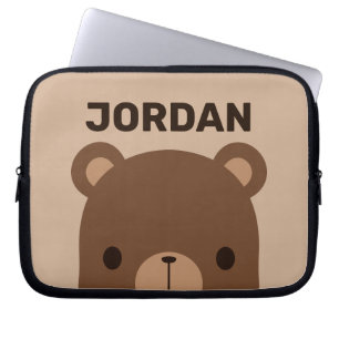 Kute Little Brown Beer met persoonlijke naam Laptop Sleeve