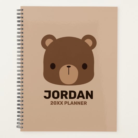 Kute Little Brown Beer met persoonlijke naam Planner (Voorkant)