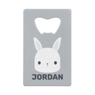 Kute Little Bunny Rabbit met persoonlijke naam Kredietkaart Flessenopener