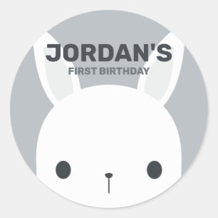 Kute Little Bunny Rabbit met persoonlijke naam Ronde Sticker