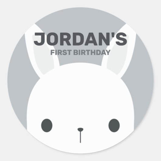Kute Little Bunny Rabbit met persoonlijke naam Ronde Sticker (Voorkant)