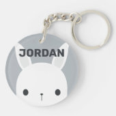Kute Little Bunny Rabbit met persoonlijke naam Sleutelhanger (Achterkant)