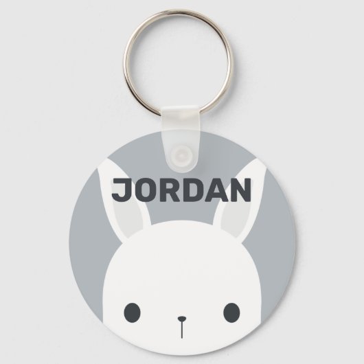 Kute Little Bunny Rabbit met persoonlijke naam Sleutelhanger (Voorkant)