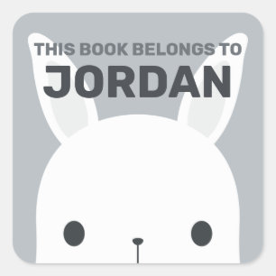 Kute Little Bunny Rabbit met persoonlijke naam Vierkante Sticker