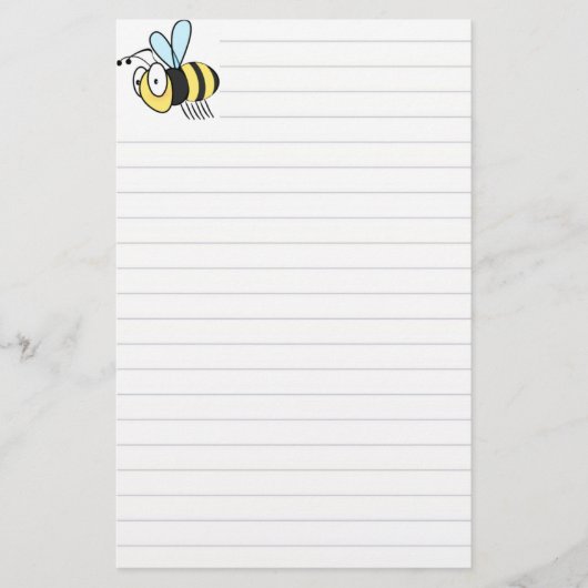 Kute Little Cartoon Bumble Bee Briefpapier (Voorkant)