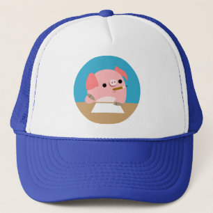 Kute Little Cartoon Pig "Writer's Block" Pet