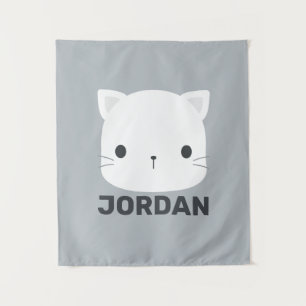 Kute Little Cat met persoonlijke naam Tapestry Wandkleed
