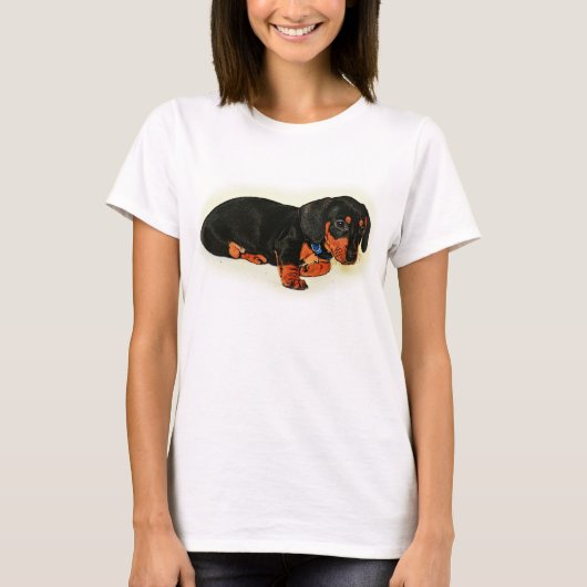 Kute Little Dachshund Design Basic T-Shirt (Voorkant)