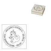 Kute Little Dragon Holding a Cup Round Address Rubberstempel (Gestempeld)