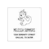 Kute Little Dragon Holding een Cup Adres Rubberstempel (Afrduk)