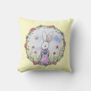 Kute Little Easter Bunny Rabbit in Flowers Kussen