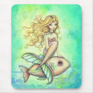 Kute Little Fish and Mermaid Fantasy Art Muismat