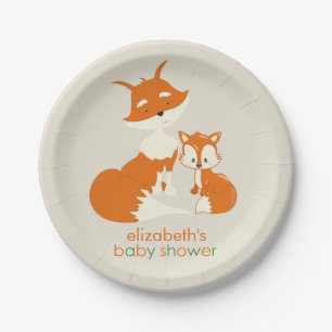 Kute Little Fox en mama Baby shower Paper Bord