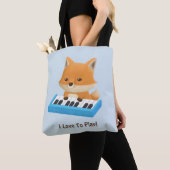 Kute Little Fox houdt van Piano Kinder Canvas tas (Dichtbij)